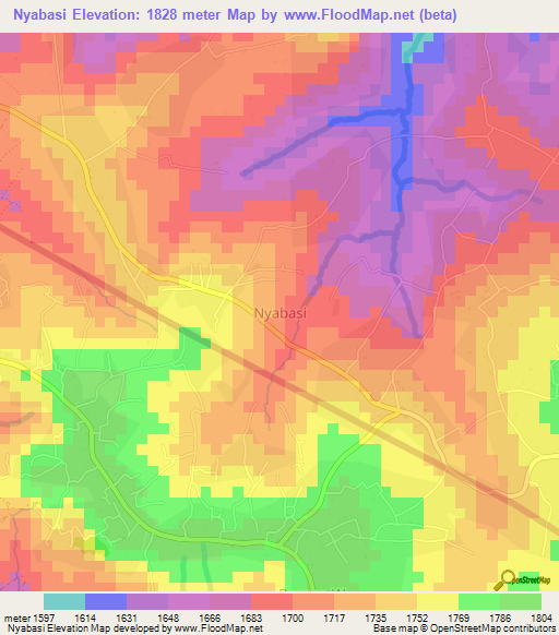 Nyabasi,Kenya Elevation Map