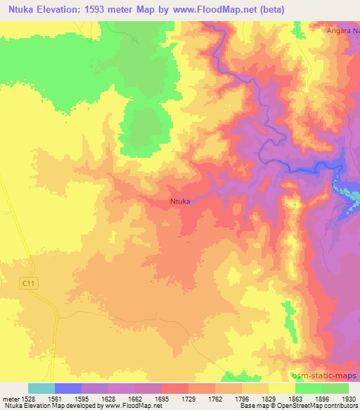 Ntuka,Kenya Elevation Map
