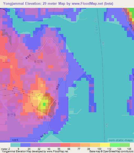 Yongjammal,South Korea Elevation Map