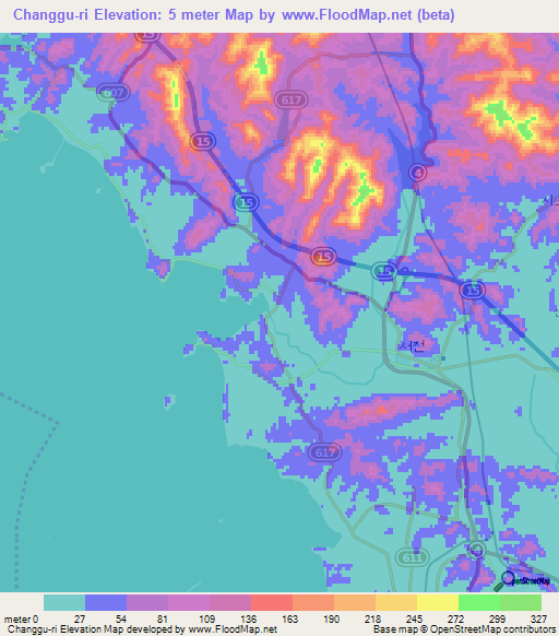 Changgu-ri,South Korea Elevation Map