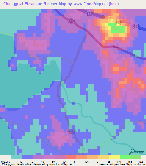 Changgu-ri,South Korea Elevation Map