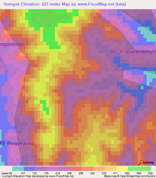 Uumgok,South Korea Elevation Map