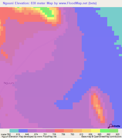 Nguuni,Kenya Elevation Map