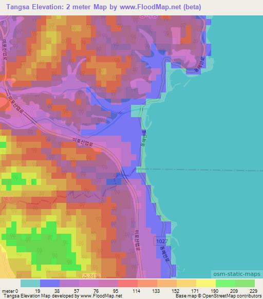 Tangsa,South Korea Elevation Map