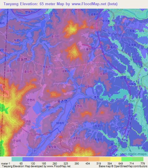 Taeyang,South Korea Elevation Map