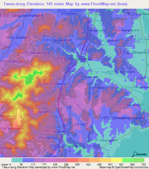 Taeun-dong,South Korea Elevation Map