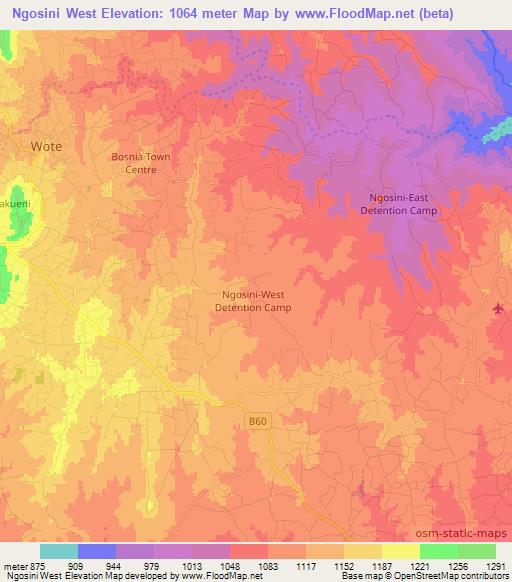 Ngosini West,Kenya Elevation Map