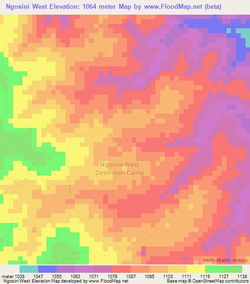 Ngosini West,Kenya Elevation Map
