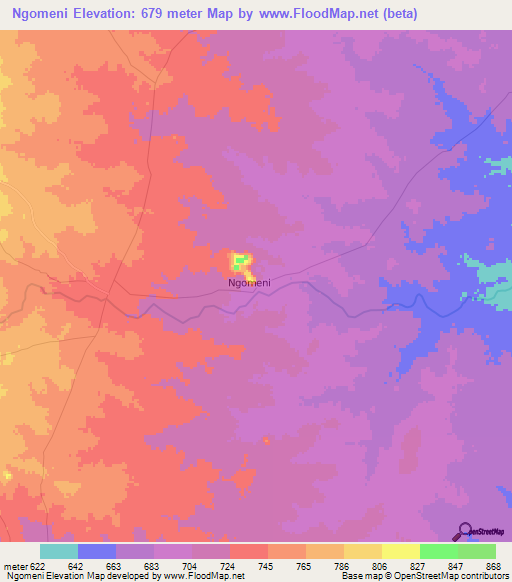 Ngomeni,Kenya Elevation Map