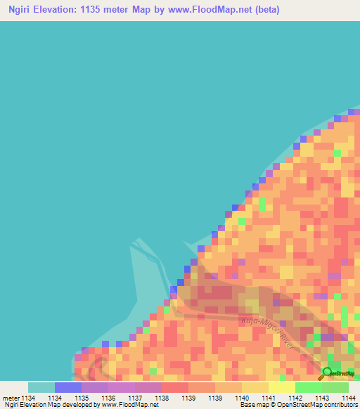 Ngiri,Kenya Elevation Map