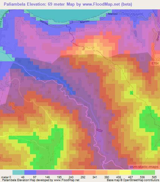Paliambela,Cyprus Elevation Map
