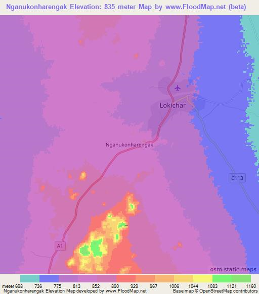 Nganukonharengak,Kenya Elevation Map