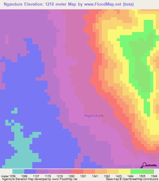 Ngandure,Kenya Elevation Map