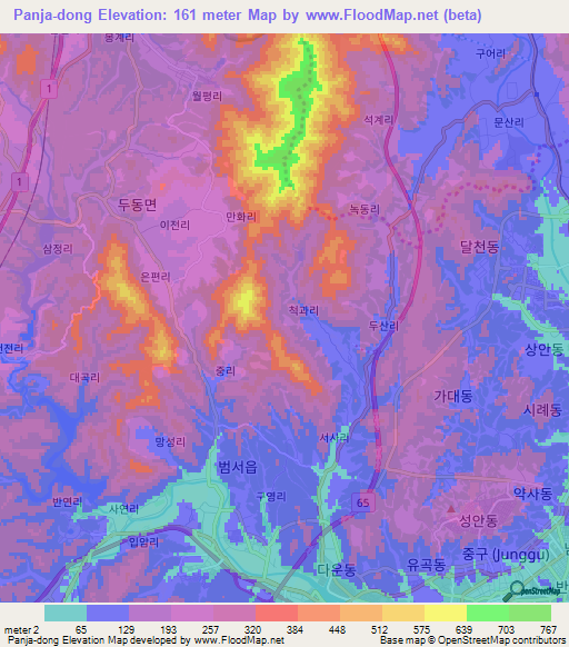 Panja-dong,South Korea Elevation Map