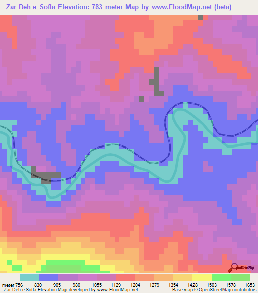 Zar Deh-e Sofla,Iran Elevation Map
