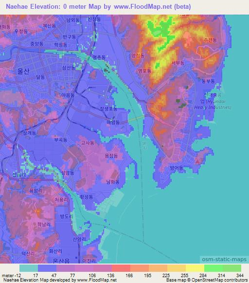 Naehae,South Korea Elevation Map