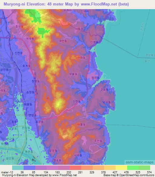Muryong-ni,South Korea Elevation Map