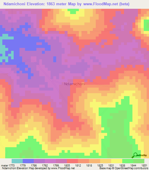 Ndamichoni,Kenya Elevation Map