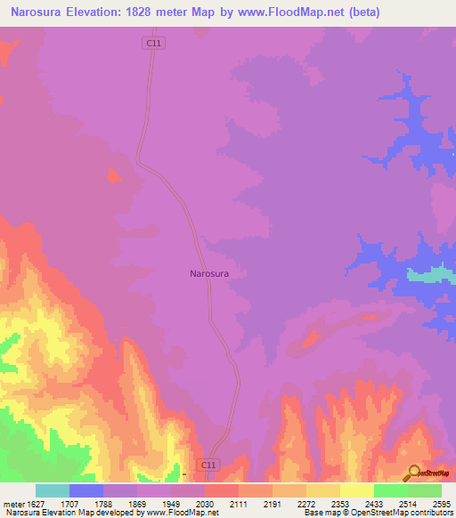 Narosura,Kenya Elevation Map