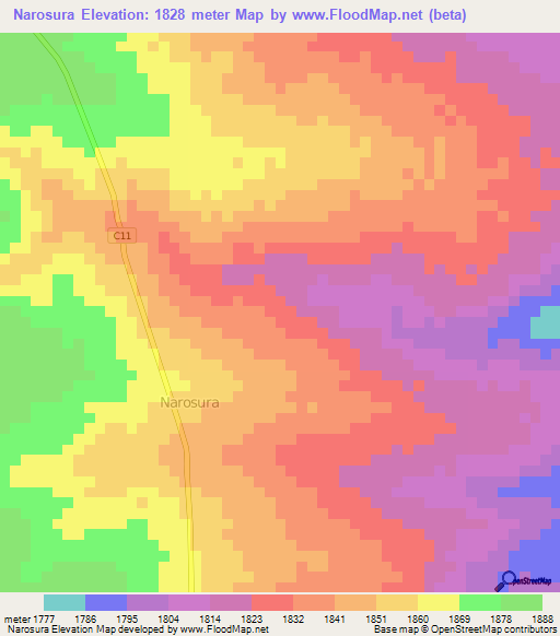 Narosura,Kenya Elevation Map