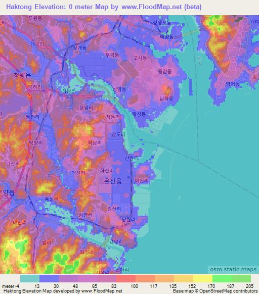 Haktong,South Korea Elevation Map