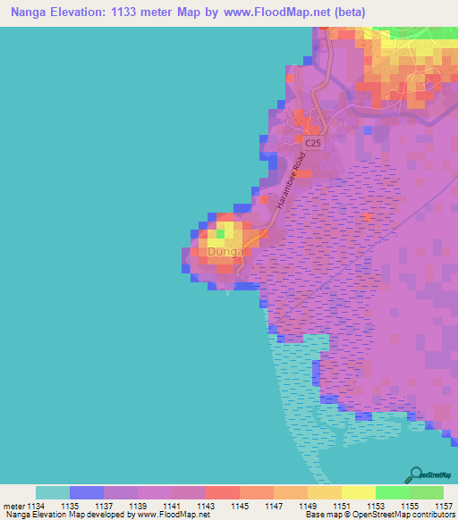 Nanga,Kenya Elevation Map