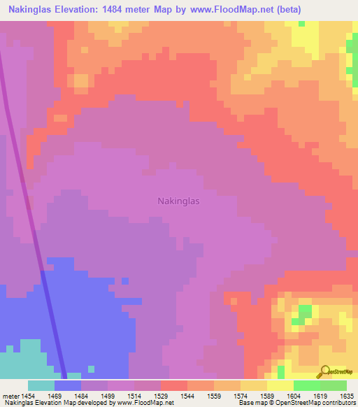 Nakinglas,Kenya Elevation Map