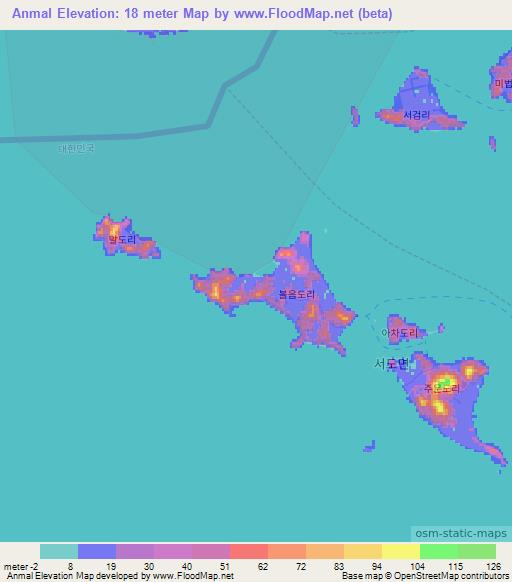 Anmal,South Korea Elevation Map