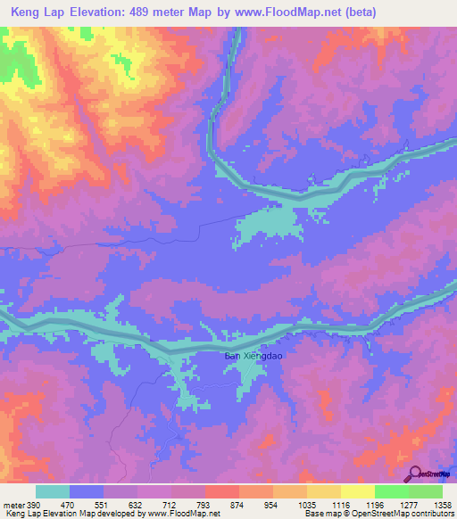 Keng Lap,Myanmar Elevation Map