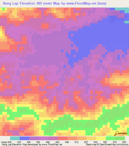 Keng Lap,Myanmar Elevation Map