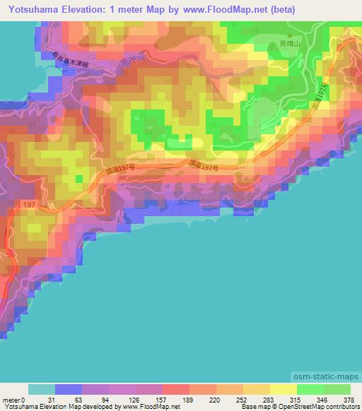 Yotsuhama,Japan Elevation Map