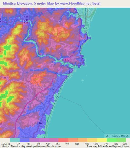 Mimitsu,Japan Elevation Map