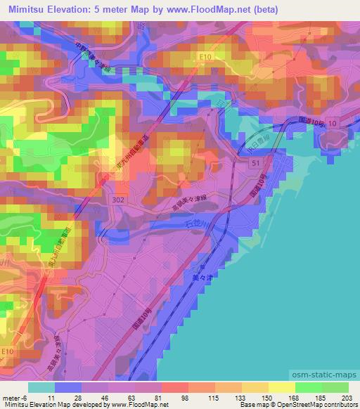 Mimitsu,Japan Elevation Map