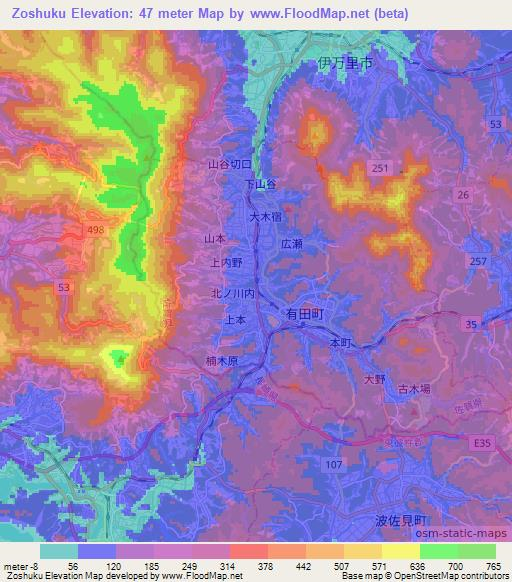 Zoshuku,Japan Elevation Map
