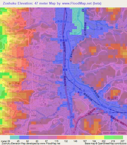 Zoshuku,Japan Elevation Map