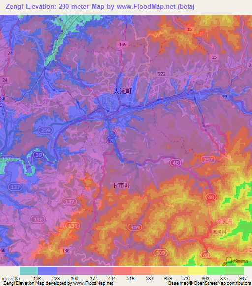 Zengi,Japan Elevation Map