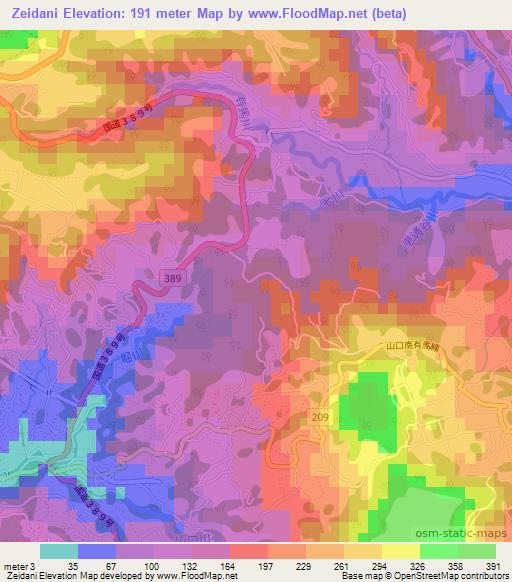 Zeidani,Japan Elevation Map