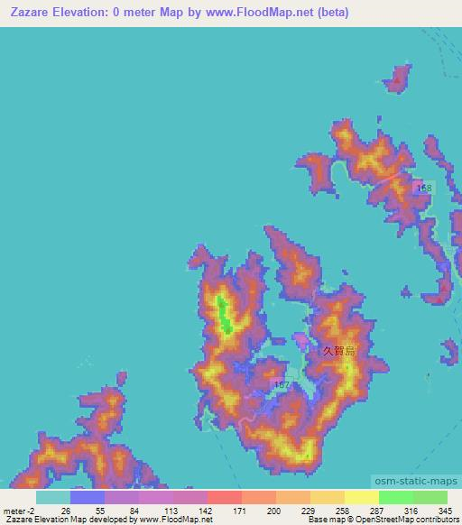 Zazare,Japan Elevation Map