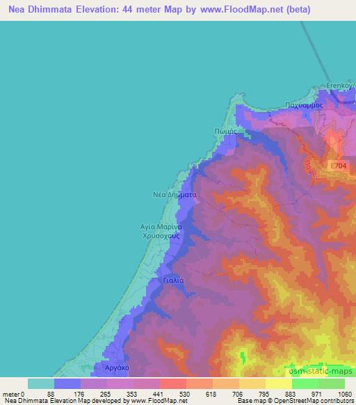 Nea Dhimmata,Cyprus Elevation Map