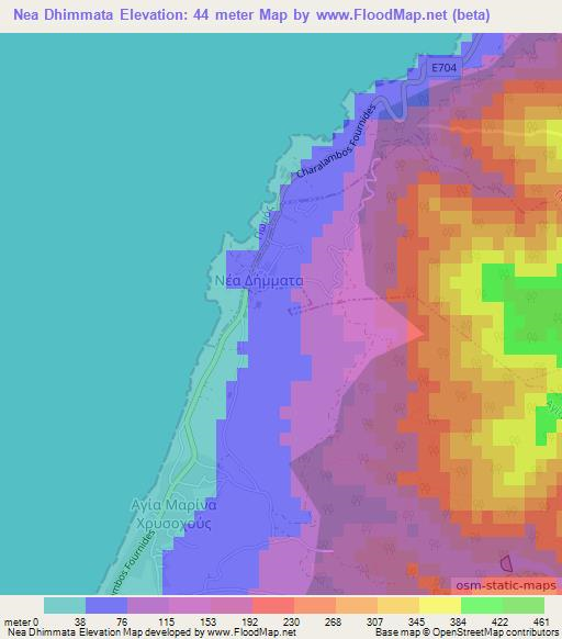 Nea Dhimmata,Cyprus Elevation Map