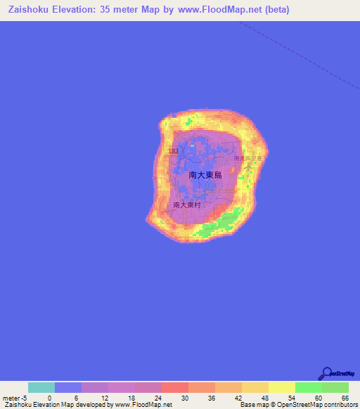 Zaishoku,Japan Elevation Map