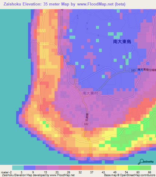 Zaishoku,Japan Elevation Map