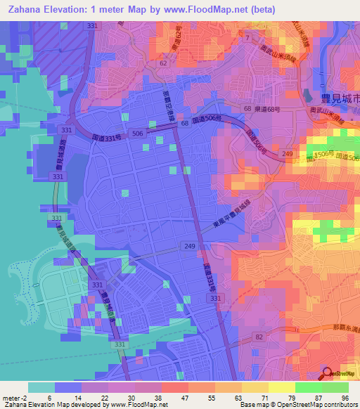 Zahana,Japan Elevation Map