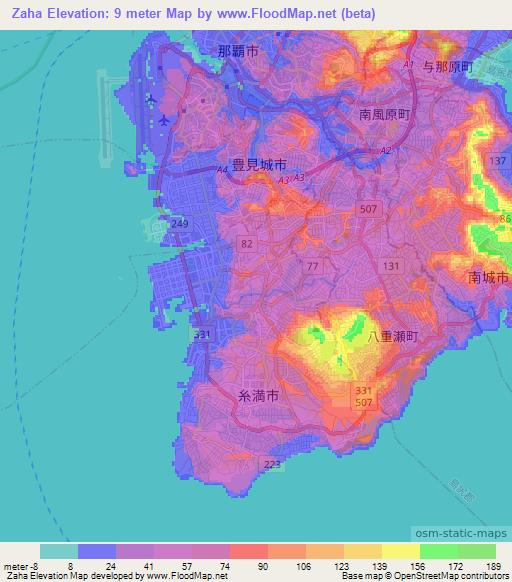 Zaha,Japan Elevation Map