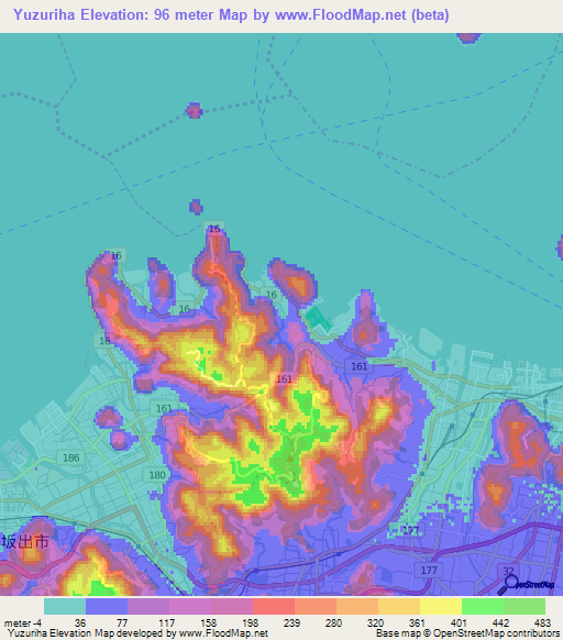 Yuzuriha,Japan Elevation Map