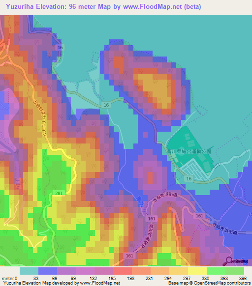 Yuzuriha,Japan Elevation Map