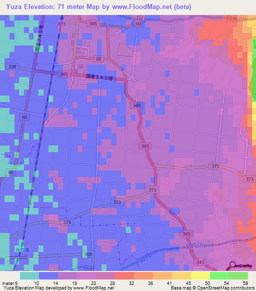 Yuza,Japan Elevation Map
