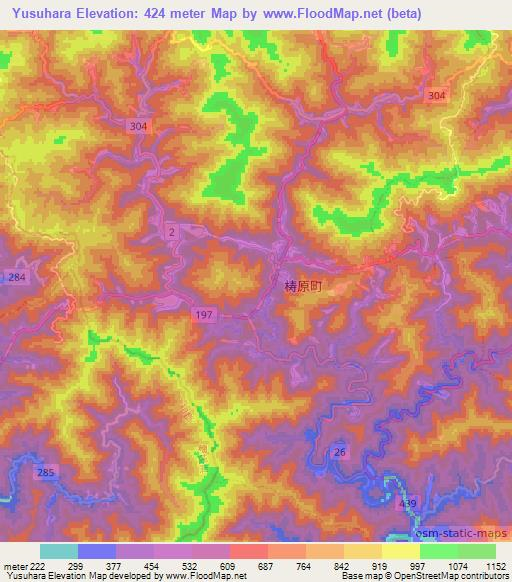 Yusuhara,Japan Elevation Map