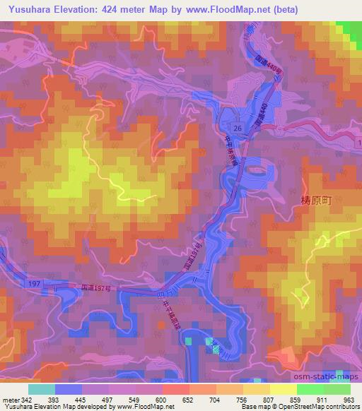 Yusuhara,Japan Elevation Map