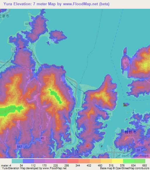 Yura,Japan Elevation Map